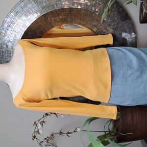 Flattering Hollister Yellow Ribbed Knit Off The Shoulder Top